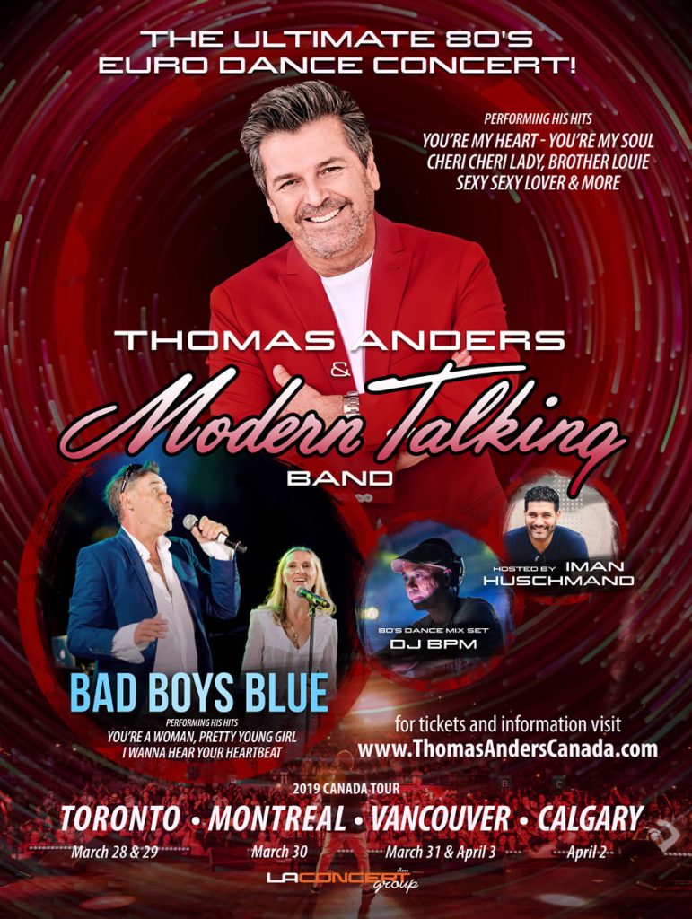 Thomas Anders & Modern Talking Band 2019 Canada Tour