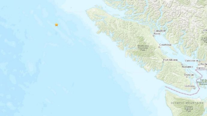 У острова Ванкувер произошло землетрясение