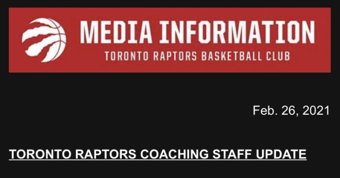 Тренерский штаб Toronto Raptors — на «больничном»
