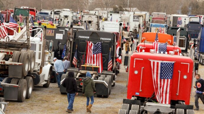 Протест грузовиков Народный конвой окружил Вашингтон